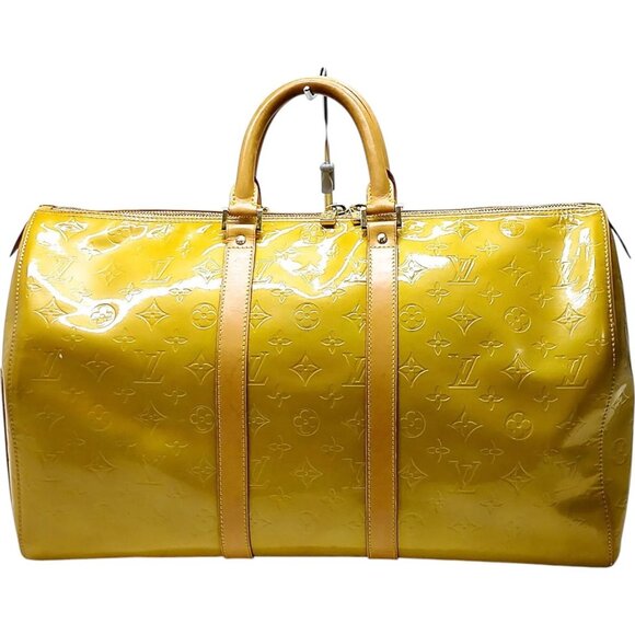 309591BJ (X6) Louis Vuitton Travel Bag Mercer Boston Bag Yellow Monogram Vernis - Picture 1 of 9